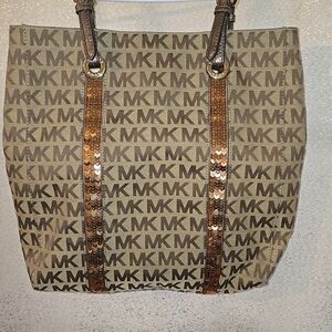 Michael Kors Brown and Tan Sequin Tote